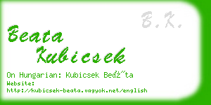 beata kubicsek business card